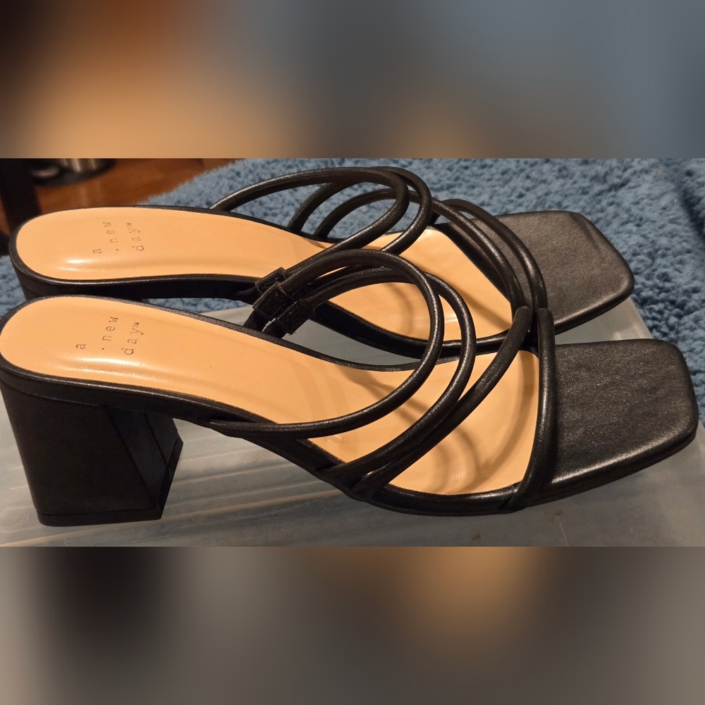 a new day Black Strappy Heels